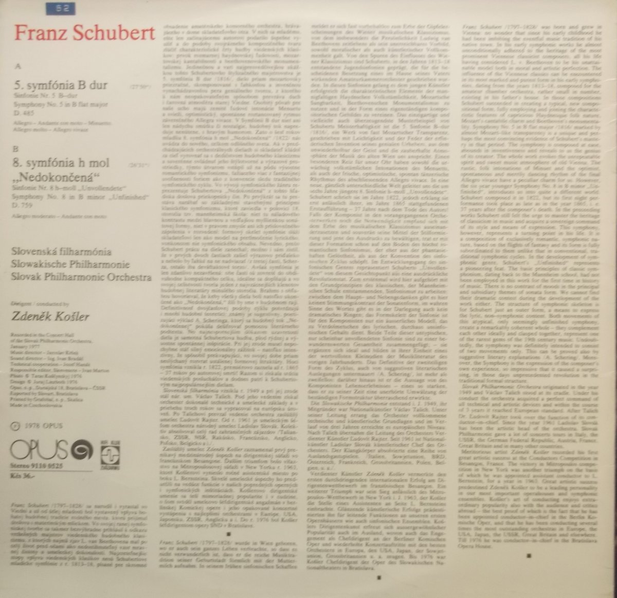 Franz Schubert – Symphony No. 5,Symphony No. 8 "Unfinished"