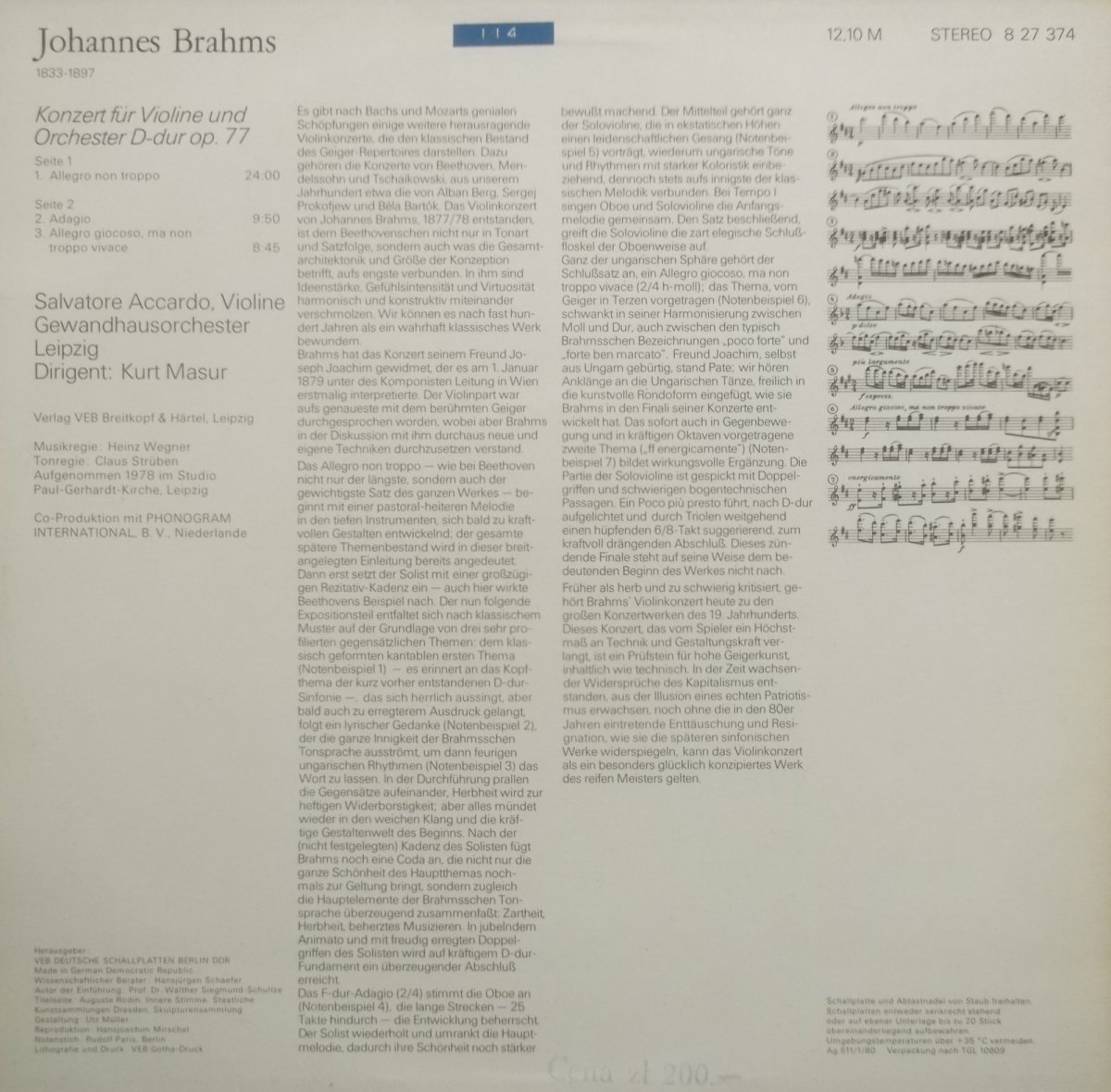 Johannes Brahms – Konzert Für Violine Und Orchester D-dur Op. 77