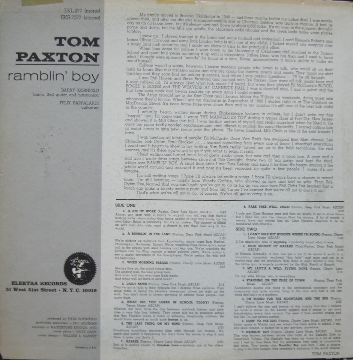 Tom Paxton – Ramblin' Boy