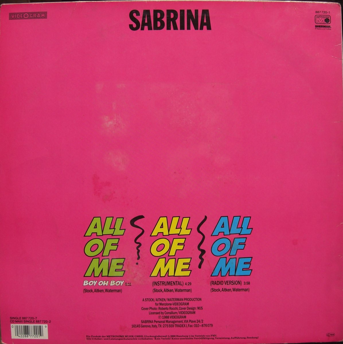 Sabrina – All Of Me (Boy Oh Boy)
